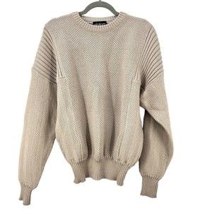 Vtg Slalom Men's 100% Wool Tan Knit Sweater Sz. L